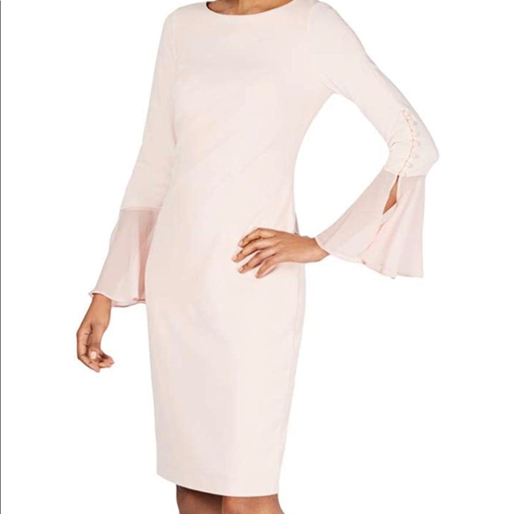 Calvin Klein Chiffon-Bell-Sleeve Sheath Dress